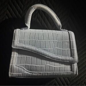 Elegant Jean Blue Crocodile-Embossed Handbag
